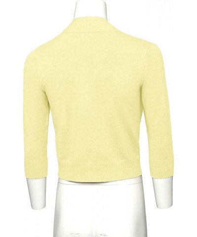 Women's 3/4 Sleeve Open Front Lightweight Cropped Shrug Cardigans Sweaters (S-XL) Lemon Yellow $13.22 Sweaters