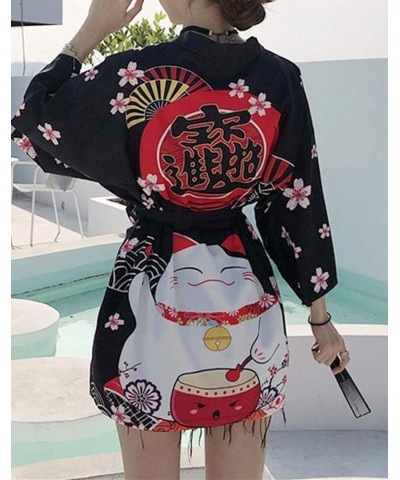 Women's 2024 Casual Floral Print Cardigan 3/4 Sleeves Cat Kimono Loose Tops Cover up Style 37(2) $13.76 Sweaters