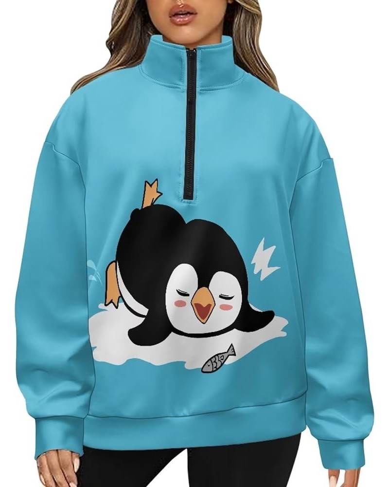 Womens Zip Up Hoodies Sweatshirts Long Sleeve Pullover Sweaters for Ladies Teen Size S-3XL Cute Penguin $15.56 Activewear