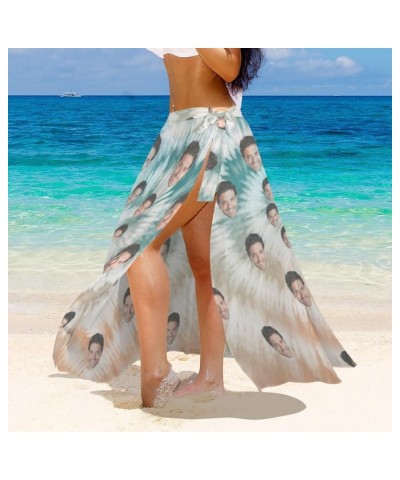 Custom Faces Short Sarongs Personalized Chiffon Beach Wrap for Women Printed Cover Ups Bikini Wraps Design 02 $12.59 Swimsuits