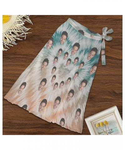 Custom Faces Short Sarongs Personalized Chiffon Beach Wrap for Women Printed Cover Ups Bikini Wraps Design 02 $12.59 Swimsuits