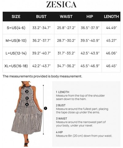 Women's Summer Halter Maxi Dresses 2024 Casual Boho Striped Sleeveless Tiered Flowy A Line Beach Long Dress Black $22.94 Dresses