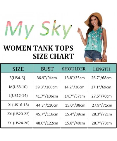 Women Summer Tops Sleeveless V Neck Tshirt Casual Loose Fit Tank Tunic Blouses Blue Leaf $10.39 Tanks