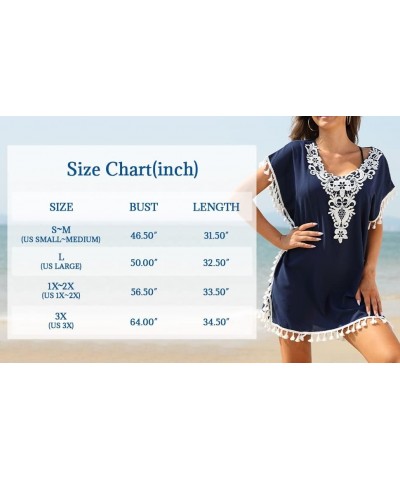 Womens Chiffon Swimsuit Cover Up Beach Coverups for Swimwear Lake Blue Pom $12.90 Swimsuits