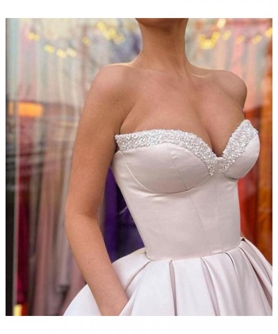 Sweetheart Strapless Short Homecoming Dresses Satin A-line Prom Party Gowns with Pockets Red $33.37 Dresses