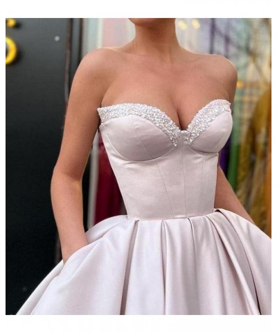 Sweetheart Strapless Short Homecoming Dresses Satin A-line Prom Party Gowns with Pockets Red $33.37 Dresses