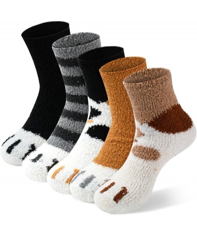 Women Socks Winter - Gifts for Warm Thick Soft Wool Christmas Cozy Crew Multicolor-cat's Paw Socks-5pairs $7.64 Activewear