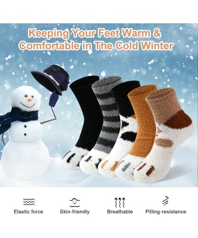 Women Socks Winter - Gifts for Warm Thick Soft Wool Christmas Cozy Crew Multicolor-cat's Paw Socks-5pairs $7.64 Activewear