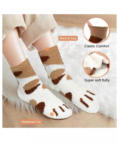 Women Socks Winter - Gifts for Warm Thick Soft Wool Christmas Cozy Crew Multicolor-cat's Paw Socks-5pairs $7.64 Activewear