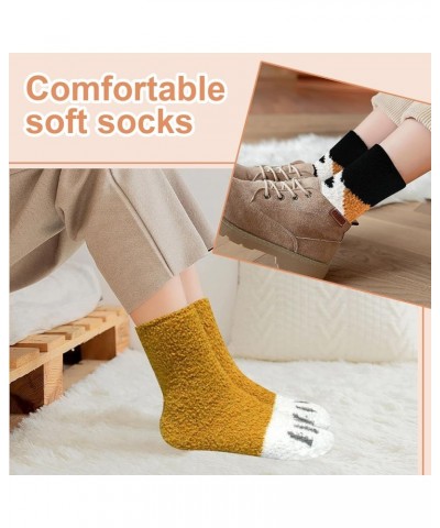 Women Socks Winter - Gifts for Warm Thick Soft Wool Christmas Cozy Crew Multicolor-cat's Paw Socks-5pairs $7.64 Activewear