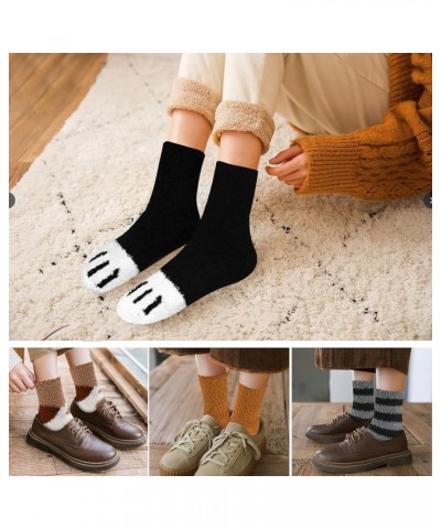 Women Socks Winter - Gifts for Warm Thick Soft Wool Christmas Cozy Crew Multicolor-cat's Paw Socks-5pairs $7.64 Activewear