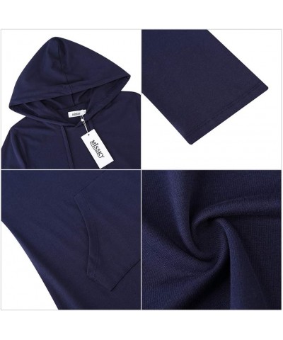 Women's Casual Pocket Slim Pullover Maxi Hoodie Dress 3/4 Sleeve-navy $15.92 Dresses