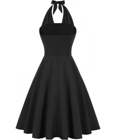 Women's Vintage Dress 1950s Halter Cocktail Party Rockabilly Dresses Black $28.31 Dresses