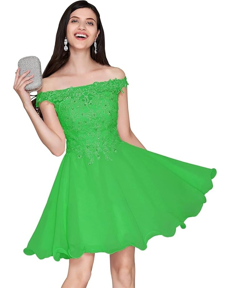 Women's Chiffon lace Off Shoulder Short Homecoming Dress Party Prom Dresses Green,lime $36.50 Dresses