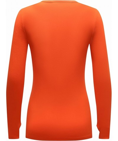 Women's Long Sleeve T-Shirt Comfy Thumb Hole Shirts Basic Stretch Layer Orange $12.34 T-Shirts