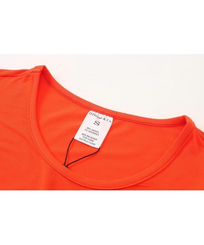 Women's Long Sleeve T-Shirt Comfy Thumb Hole Shirts Basic Stretch Layer Orange $12.34 T-Shirts