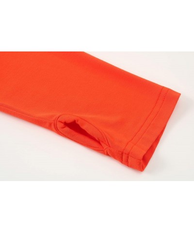 Women's Long Sleeve T-Shirt Comfy Thumb Hole Shirts Basic Stretch Layer Orange $12.34 T-Shirts