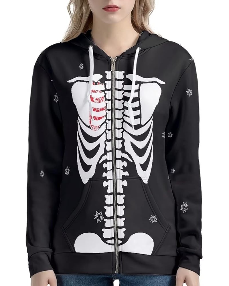 Women Fashion Hoodie Zip Up Sweatshirt Spring Jacket Outfit Tops Ribcage $15.99 Hoodies & Sweatshirts