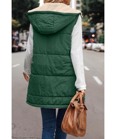 Long Vest for Women Sleeveless Warm Winter Down Jacket Zipper Hooded Down Coat Comfy Fleece Sherpa Jacket with Hood Green $11...