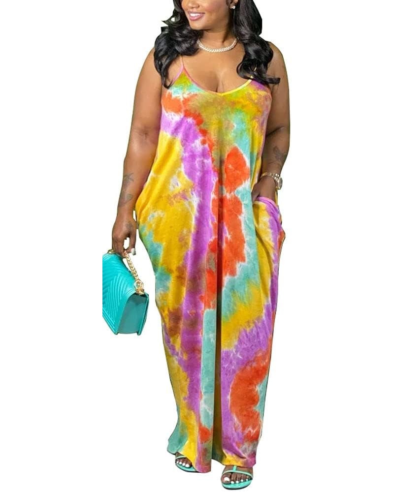 2024 Women's Casual Summer Floral Long Maxi Dresses Floor Length Sleeveless Plus Size Sundresses Tiedye0224 $15.18 Dresses