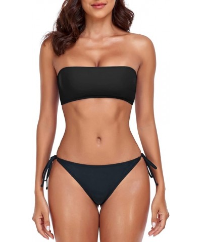 Women's Bandeau Bikini Set Black $20.29 Swimsuits