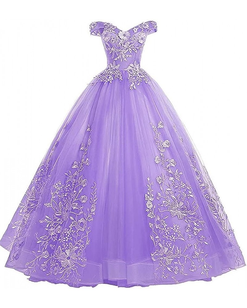 Women's Off The Shoulder Dresses Masquerade Prom Ball Gowns 2019 Lavender $60.00 Dresses