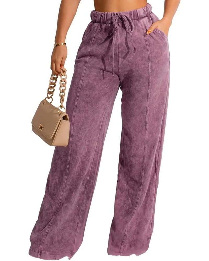 Women Wide Leg Jeans High Waisted Baggy Palazzo Loose Casual Long Flowy Trendy Stretch Trousers Denim Pants Purple $19.06 Jeans