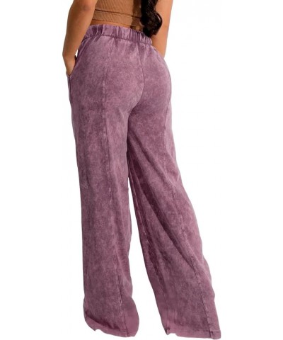 Women Wide Leg Jeans High Waisted Baggy Palazzo Loose Casual Long Flowy Trendy Stretch Trousers Denim Pants Purple $19.06 Jeans