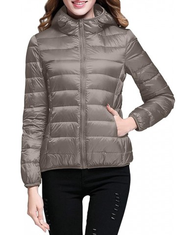 Snowboarding Women Women's Oversized Quilted Jacket Zip Up Stand Collar Lightweight Jackets Padded Winter Coat Xc-khaki $28.2...