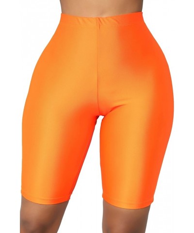 Biker Shorts for Women,High-Waisted Shiny Neon Bright Active Workout Yoga Pants Running Shorts Knee Length Orange $12.53 Acti...