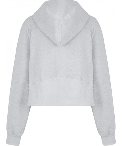 Womens' Half Zip Pullover Fleece Stand Collar Cropped Sweatshirt with Pockets Thumb Hole Workout Crop Tops Winter A-gray $11....