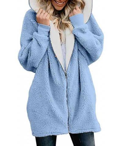 Womens Winter Warm Coats Sherpa Fleece Lined Jacket Plus Size Casual Hooded Thicken Overcoat Outwear with Pockets A*009-light...