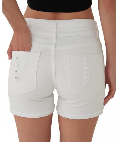 Women's Comfy Ripped Hole Denim Shorts Sexy Girl Short Pants White $13.38 Shorts