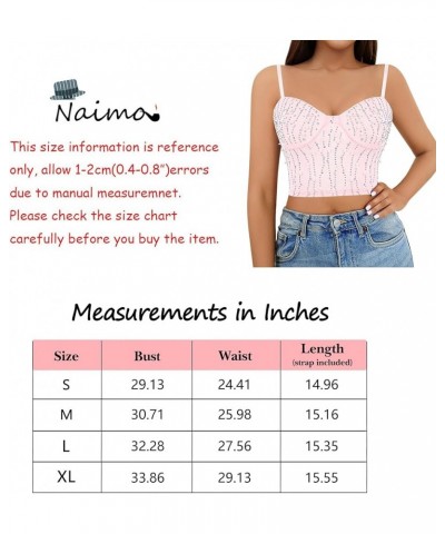 Women's Sexy Rhinestone Bustier Corset Glitter Diamond Push Up Crop Top Bra Vest Rave Party Clubwear Pink 951 $13.02 Bras