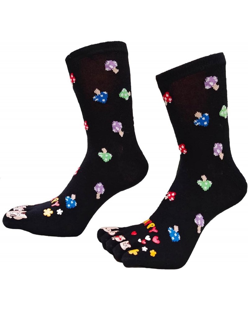 Women's Cotton Toe Socks Cute animal pattern socks Funny cartoon socks Sports Toe socks Black Mushroom $6.79 Activewear