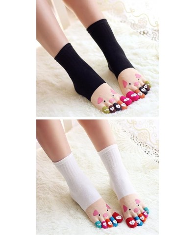 Women's Cotton Toe Socks Cute animal pattern socks Funny cartoon socks Sports Toe socks Black Mushroom $6.79 Activewear