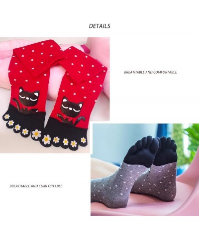 Women's Cotton Toe Socks Cute animal pattern socks Funny cartoon socks Sports Toe socks Black Mushroom $6.79 Activewear