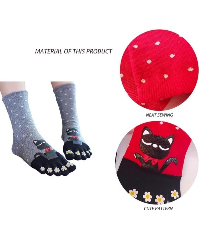 Women's Cotton Toe Socks Cute animal pattern socks Funny cartoon socks Sports Toe socks Black Mushroom $6.79 Activewear