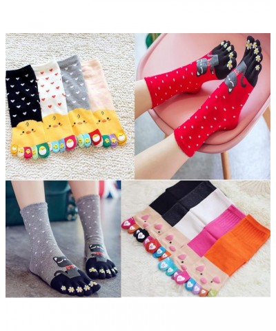 Women's Cotton Toe Socks Cute animal pattern socks Funny cartoon socks Sports Toe socks Black Mushroom $6.79 Activewear