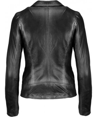 SAMS Classic Women Genuine Leather Jacket - Ladies Slim Fit Motorcycle Jacket Black Black 02 $41.40 Coats