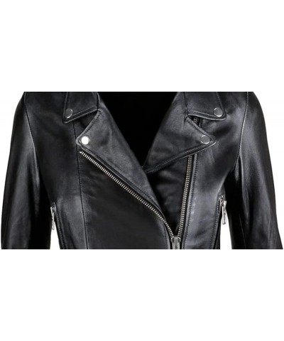 SAMS Classic Women Genuine Leather Jacket - Ladies Slim Fit Motorcycle Jacket Black Black 02 $41.40 Coats