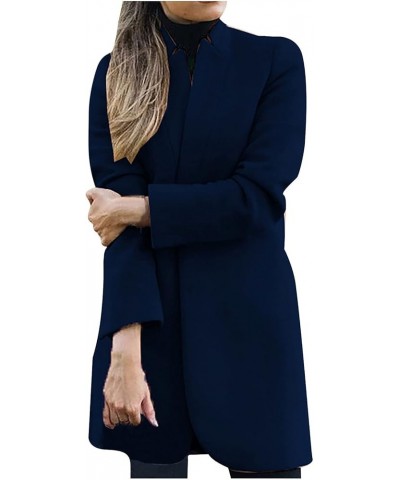 Women's Wool Blend Trench Winter Jackets Mid Long Warm Pea Coats Dressy Casual Double Breasted Overcoat with Pockets 06-dark ...