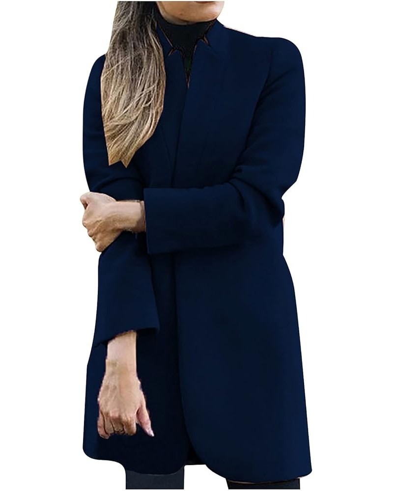 Women's Wool Blend Trench Winter Jackets Mid Long Warm Pea Coats Dressy Casual Double Breasted Overcoat with Pockets 06-dark ...