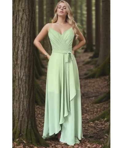 Chiffon Bridesmaid Dresses Long for Women Ruched Chiffon Ruffled Spaghetti Strap Formal Dress Purple $26.09 Dresses