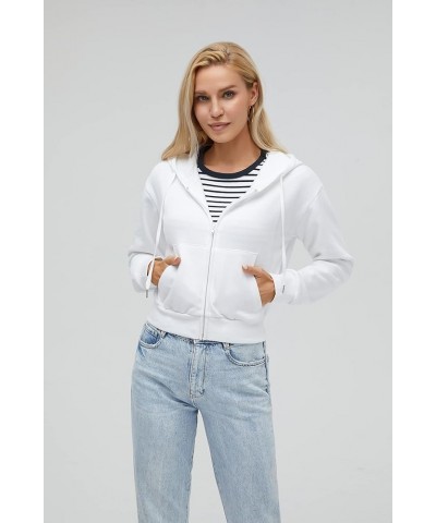 Cropped Zip Up Hoodie Women White Black Grey Cotton Fleece Zipper Short Crop Sweatshirt Jacket Sweater Oversized White $10.75...