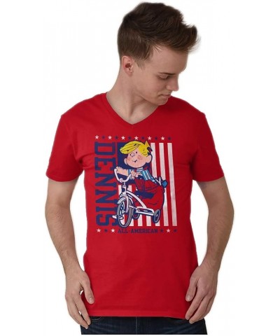 All American Dennis The Menace V-Neck T Shirts Men Women Cherry Red $12.15 T-Shirts