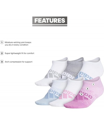 Women's Superlite Badge of Sport No Show Socks (6-pair) Bliss Orchid/White/Ambient Sky Blue $11.80 Activewear