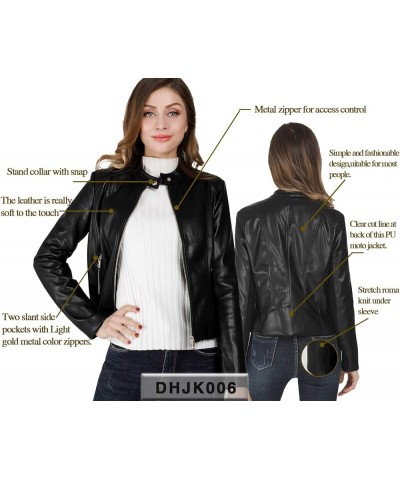 Faux Leather Jacket For Women, Zip Up Moto Biker Coat, Short PU Motorcycle Outwear Wine Red 006 $25.97 Coats