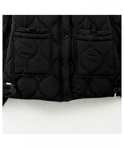 Women's Oversized Quilted Puffer Jacket Stand Collar Zip Up Lightweight Cropped Padded Winter Coat with Pockets 02black $24.7...