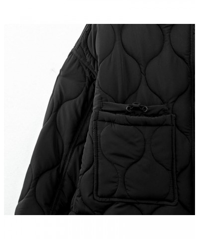 Women's Oversized Quilted Puffer Jacket Stand Collar Zip Up Lightweight Cropped Padded Winter Coat with Pockets 02black $24.7...